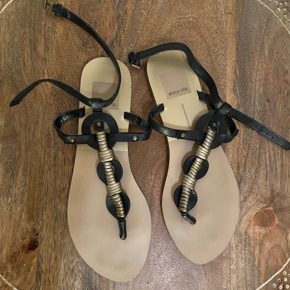 Dolce Vita Flat Gladiator Sandals with ankle strap gold rope detail sz 7 - Picture 2 of 10